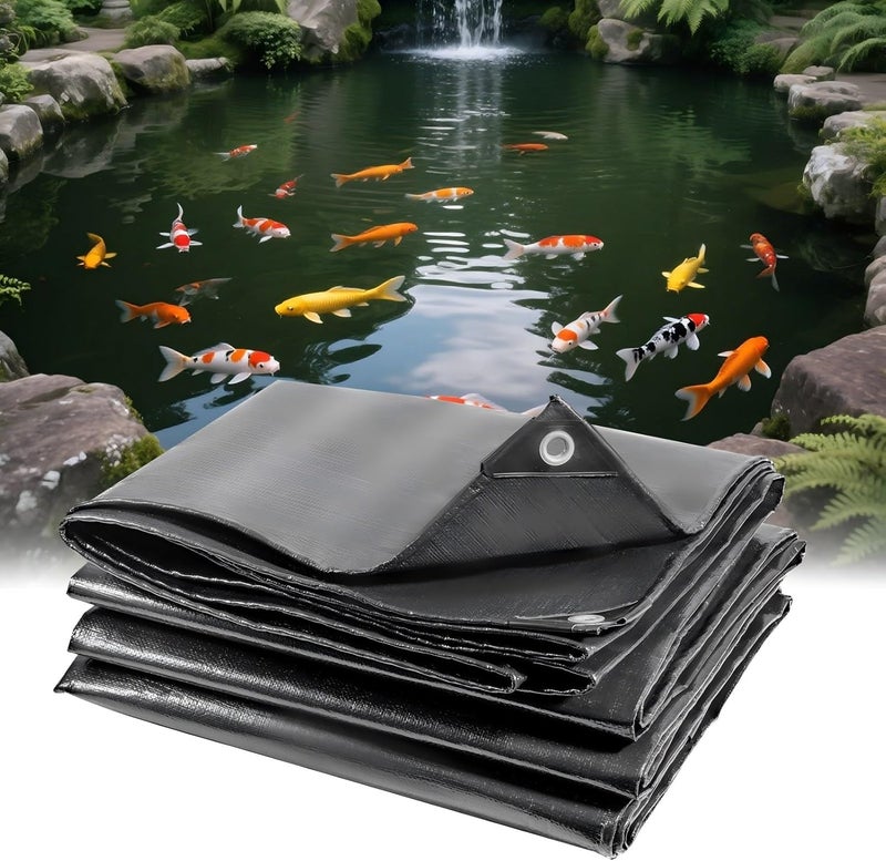 YETREE 15 x 15 FT Pond Liner, 28 Mil Pond Liners for Outdoor Ponds, HDPE Pond Liner Leakproof Ecofriendly Easy Cut, Fish Pond Liner for Garden Ponds, Fish Ponds, Water Features - Image 1
